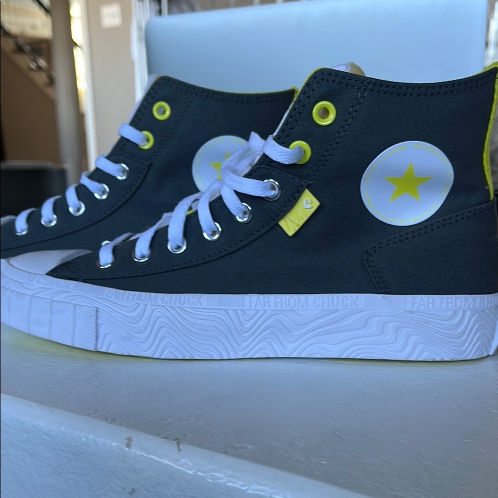 Converse All Star Far From Chuck High-Top Sneakers NWT Grey, Lime & White